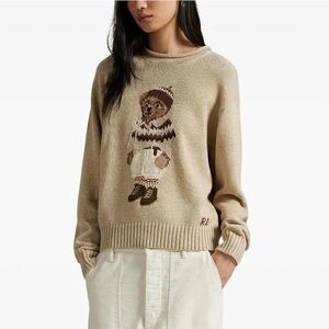Polo by Ralph Lauren Beige Sweater with Bear Design